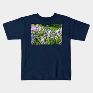 Bluebells, Pink, White And Blue Kids T-Shirt